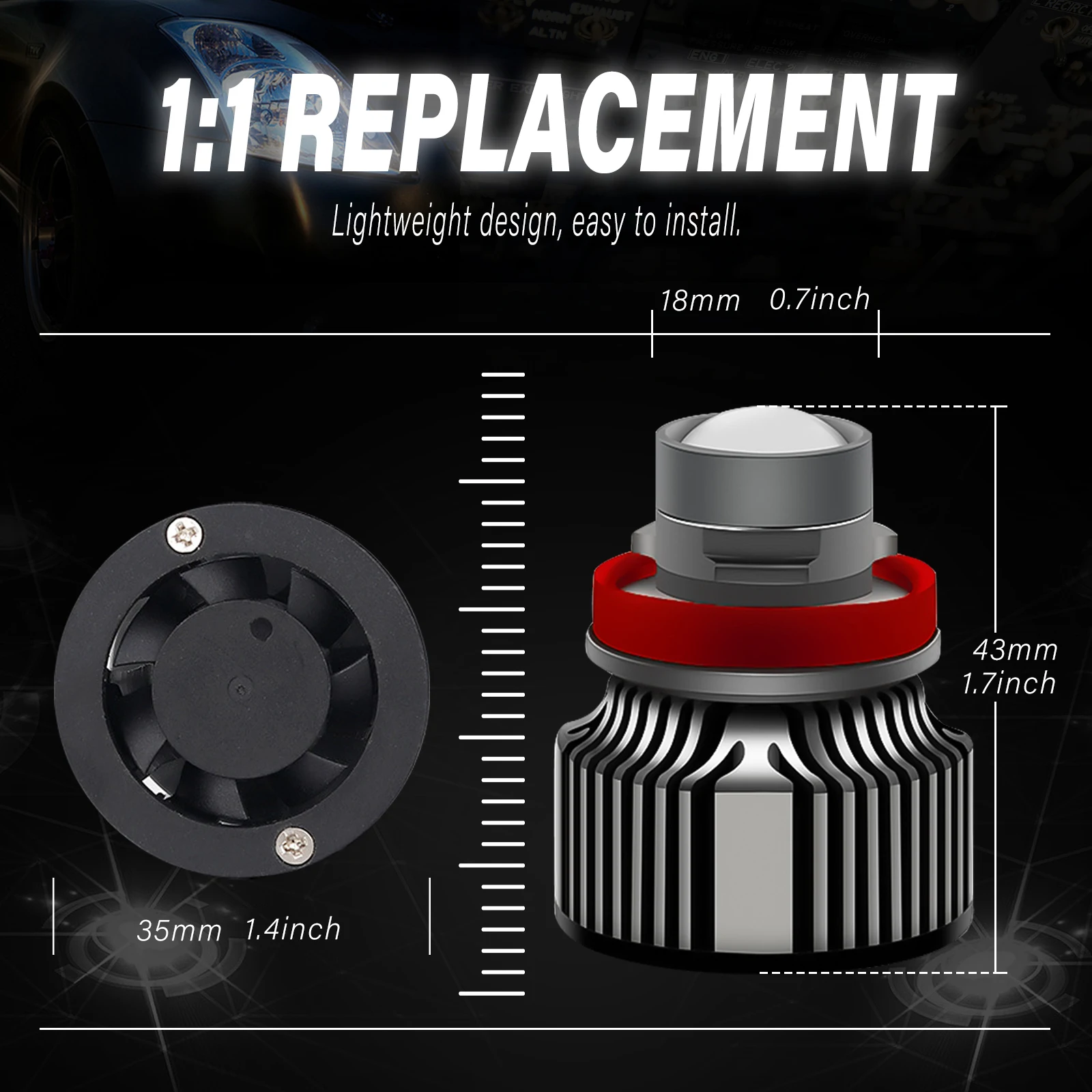 H11 Led Fog Light Bulb Laser L - Laser Focus Lens recension och pris